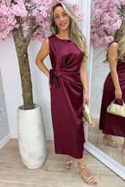 Silky bow dress - Bordeaux