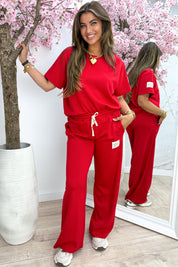 Perfektes Emblem comfy co -ord lang - rot