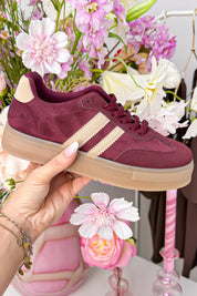 Urban suede look sneakers - Bordeaux