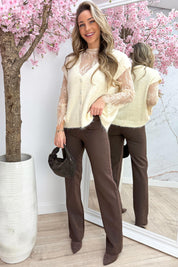 Layered lace topje - Beige