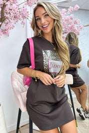J'adore T-shirt dress - Bruin