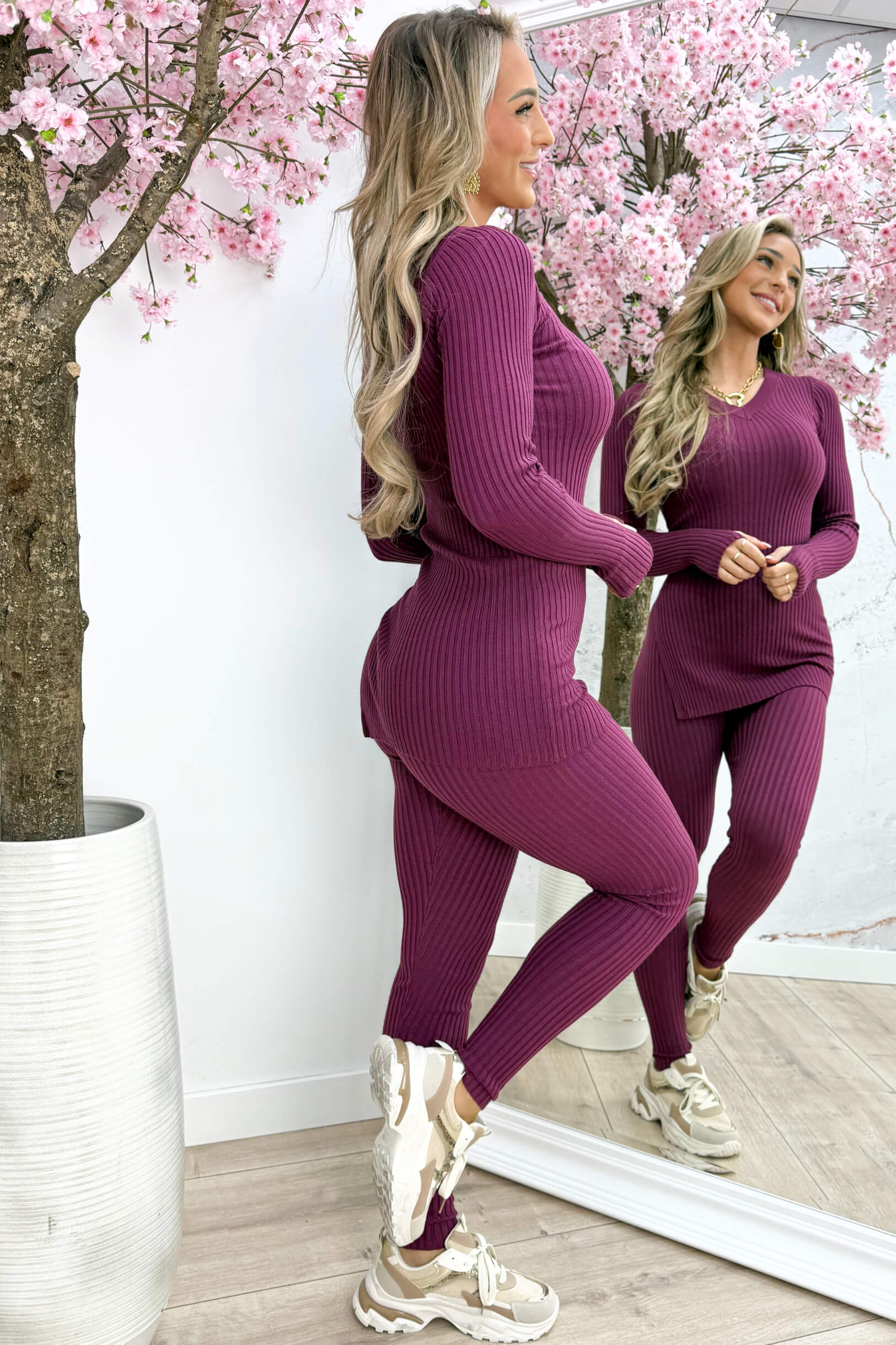 Ribbed comfy co-ord - Bordeaux