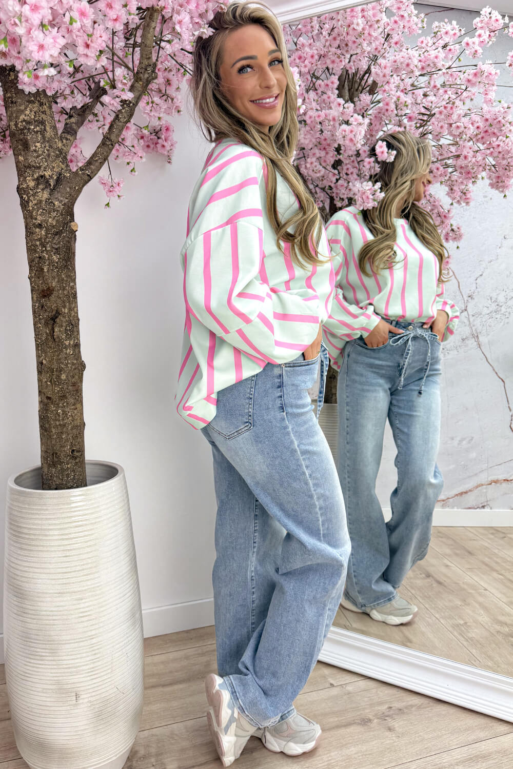 Perfect embleem stripe trui - Mint