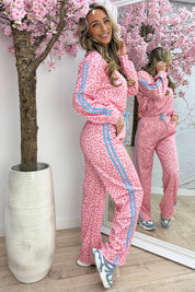 Wild stripe colorful comfy co-ord - Roze