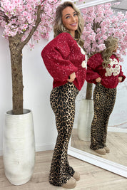 Santa baby paillet trui - Bordeaux