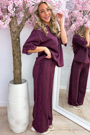 Lounge in lace comfy co-ord - Bordeaux