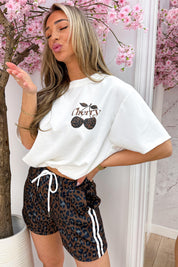 Leopard cherry comfy co-ord - Wit