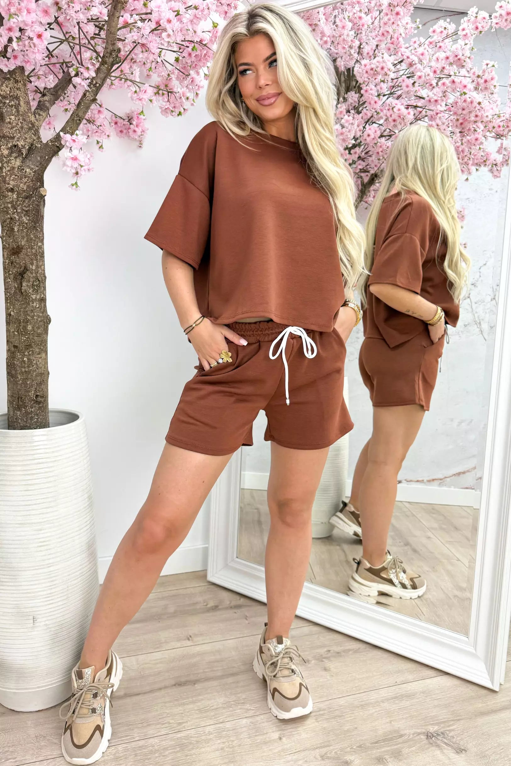 Off duty comfy co-ord - Cognac