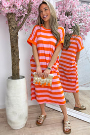 Comfy stripe dress - Oranje