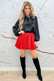 Falda de paillet de brillo brillante - rojo