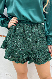 Night out paillet ruffle skort - Groen