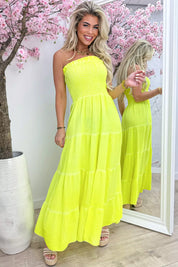 Neon strapless cotton maxi dress - Geel