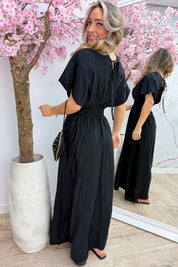 Verona elastic maxi dress - Zwart