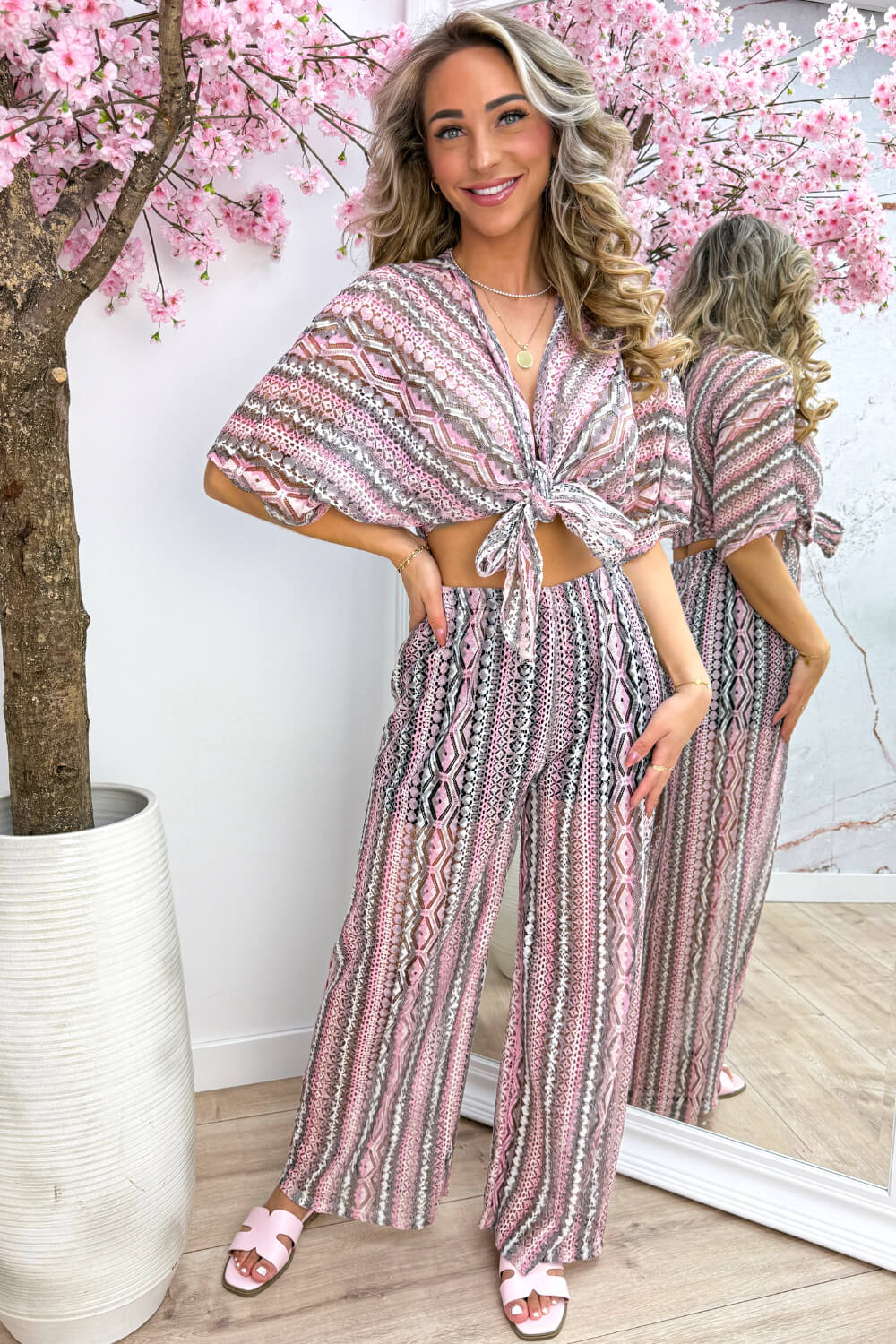 Aruba lace co-ord - Roze