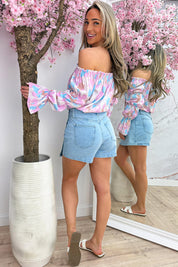 Spring fantasy off shoulder topje - Roze