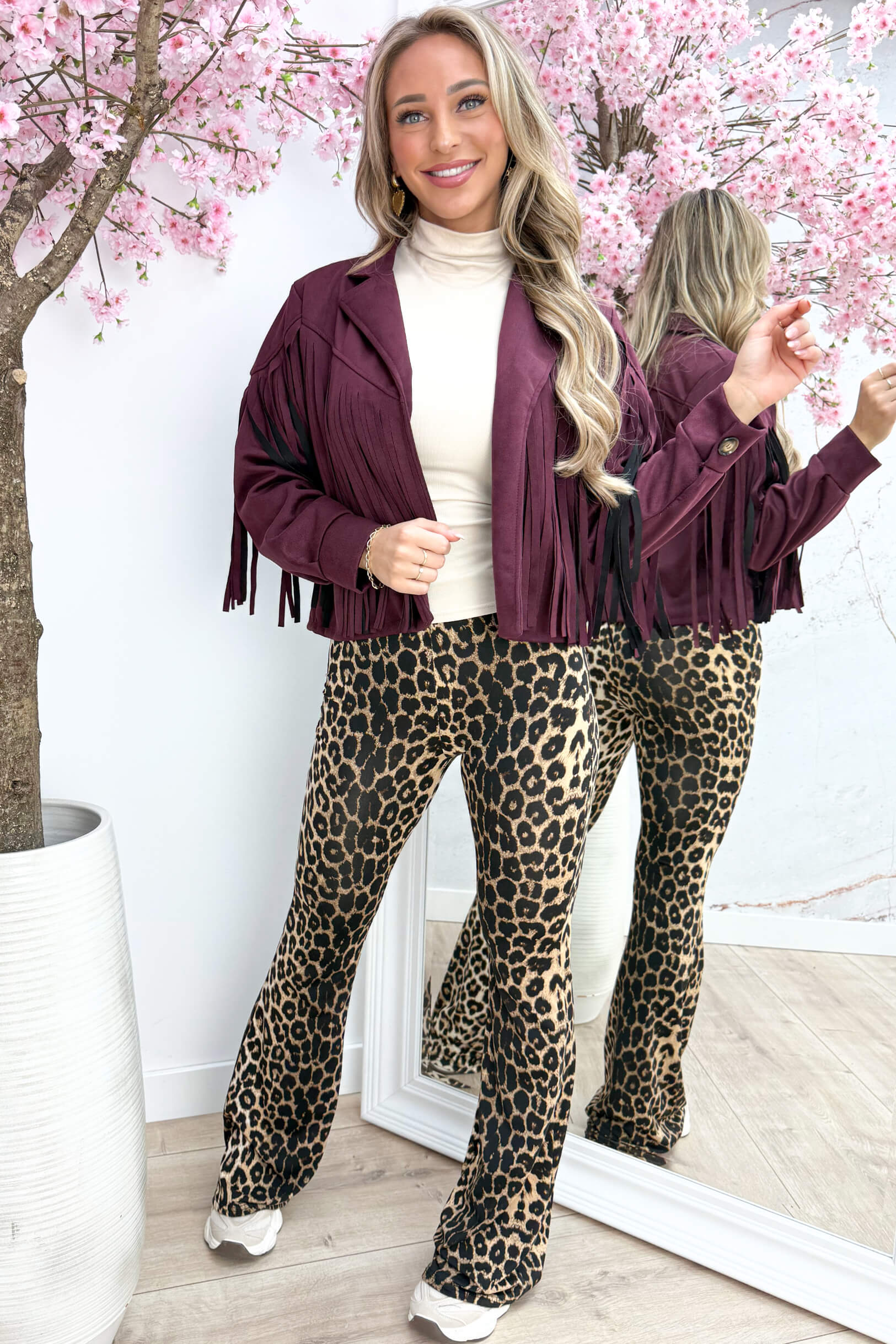 Yeehaw fringe suede look jacket - Bordeaux