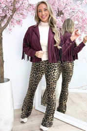 Yeehaw fringe suede look jacket - Bordeaux