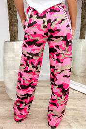 Camo striped comfy pants - Fuchsia