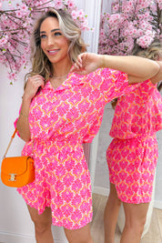 Seashell cotton co-ord - Fuchsia