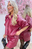 Leather look crush co-ord - Bordeaux