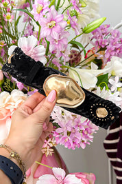 Cowgirl stretch riem - Zwart
