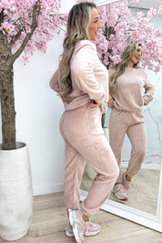 Fleece LA comfy set - Oud roze