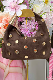 Golden stud bag - Bruin