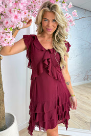Ruffle charm dress - Bordeaux