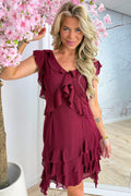 Ruffle charm dress - Bordeaux