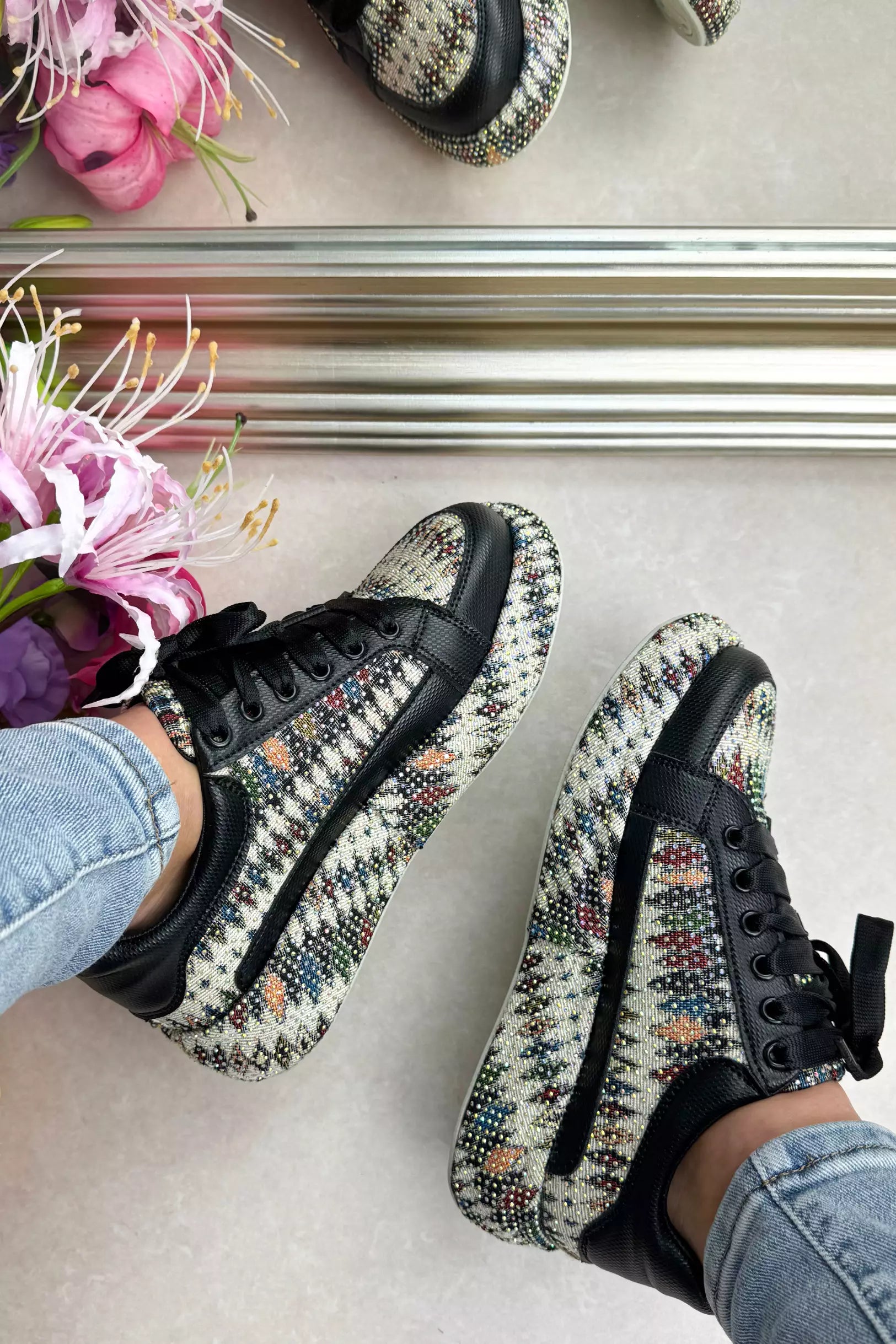 Unstoppable diamond sneaker - Zwart