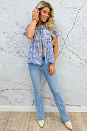 Rosy bow topje - Sky blue