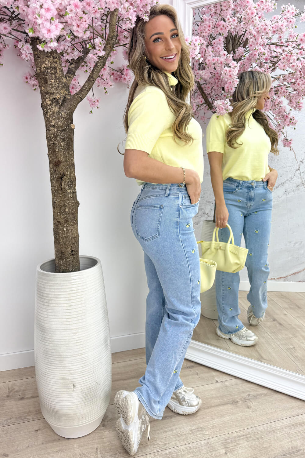 Knitted coll topje - Geel