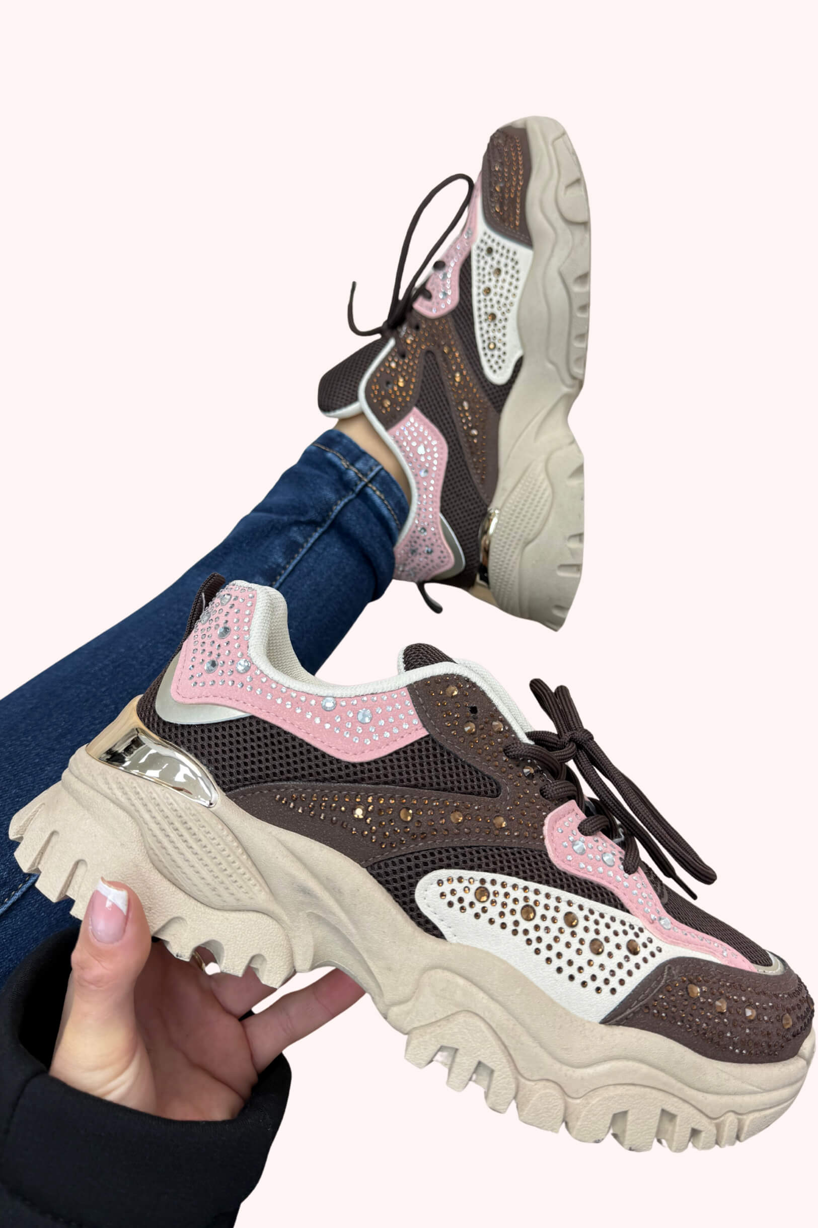 Diamond steps sneakers - Bruin