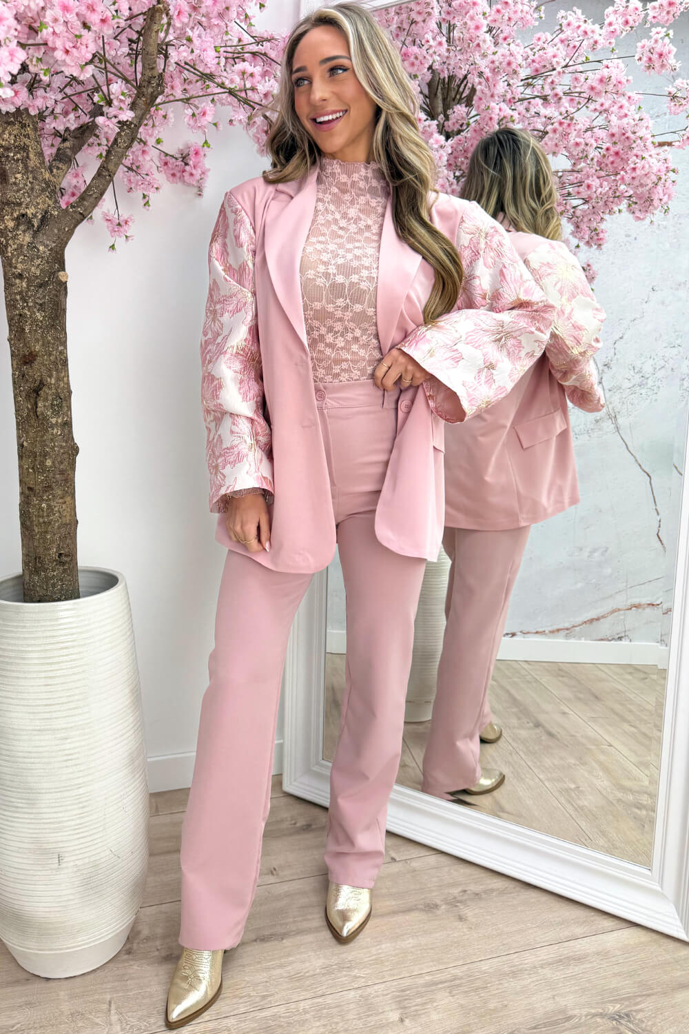 Pretty flower blazer - Roze