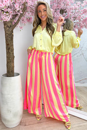 Silky stripe pants - Geel