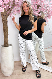 Polka dots chic wide leg jeans - Wit
