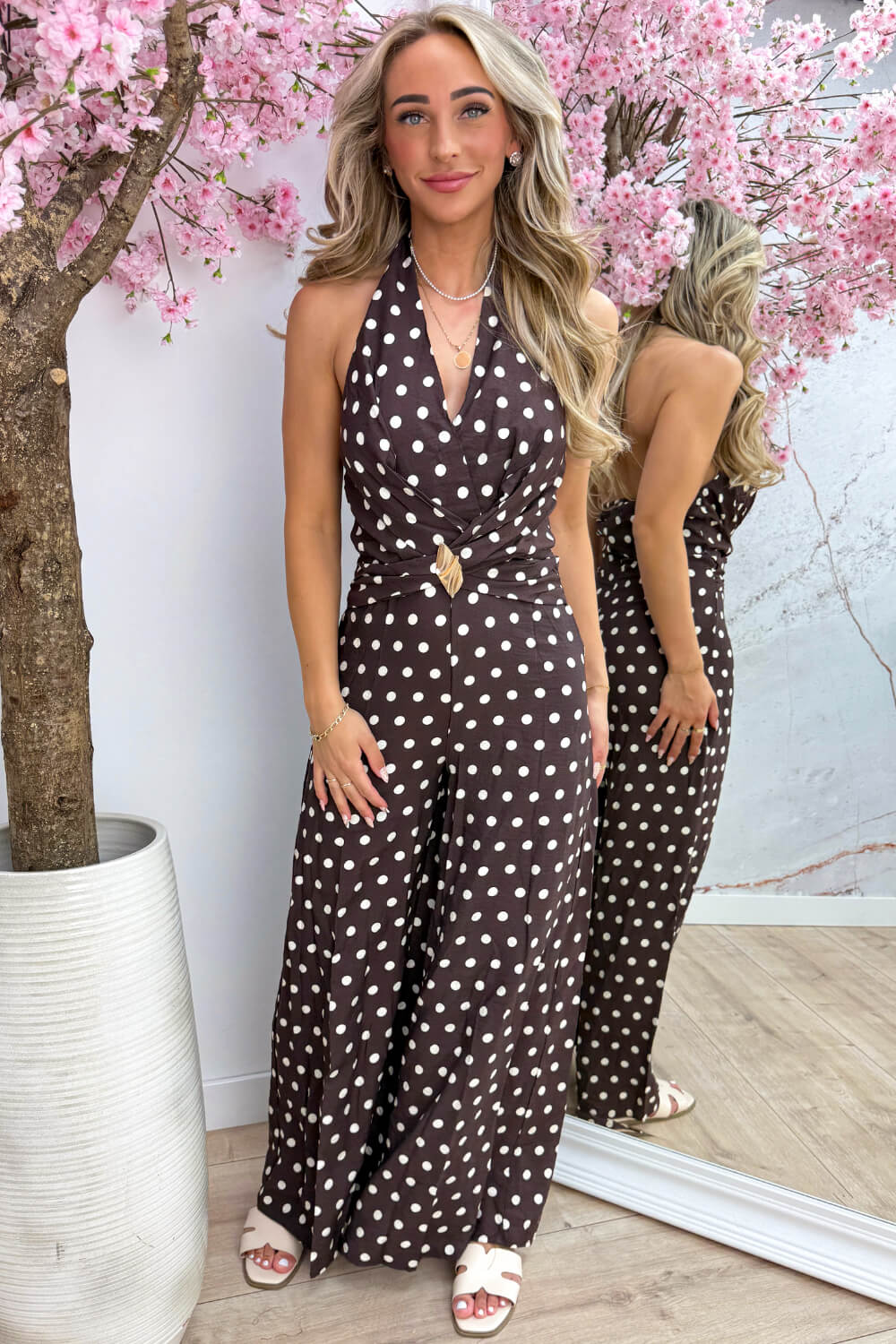Polkadot gold detail jumpsuit - Bruin