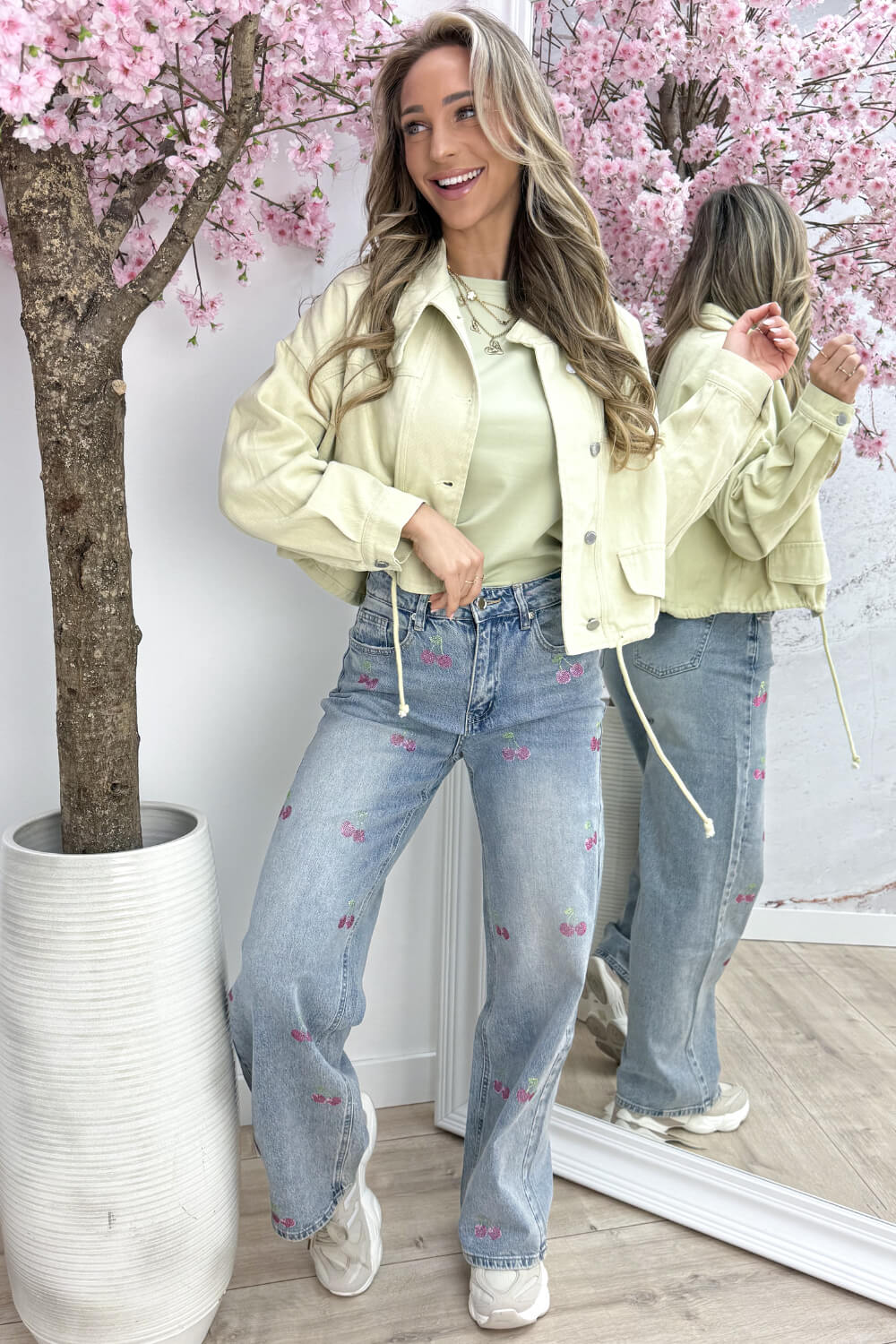 Happy colors denim jacket - Olijf