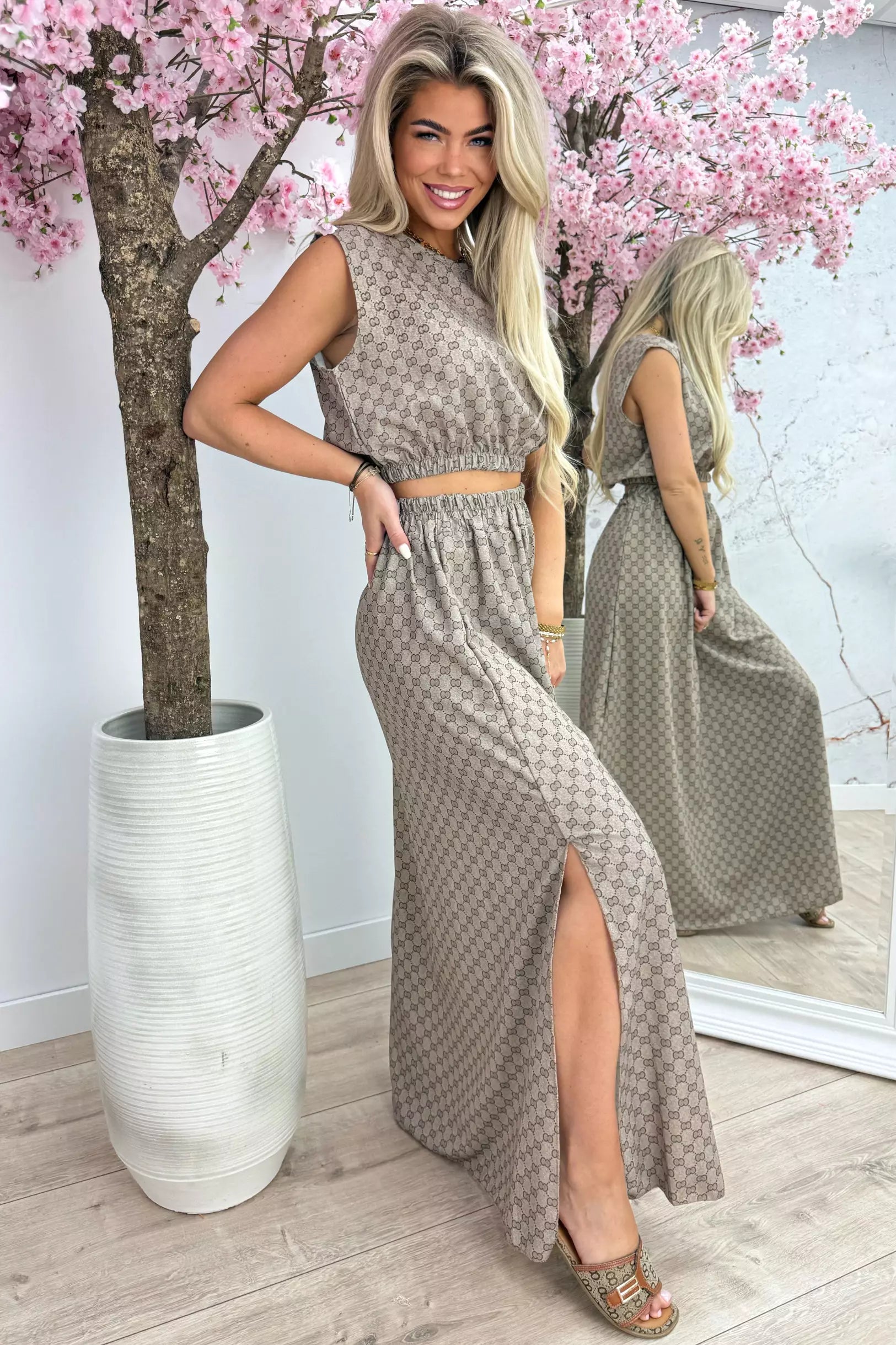 Coord de falda inspirada - Camel