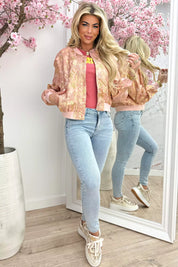 Flower party glitter jacket - Roze