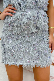 Furry glitter skirt - Lt. grijs