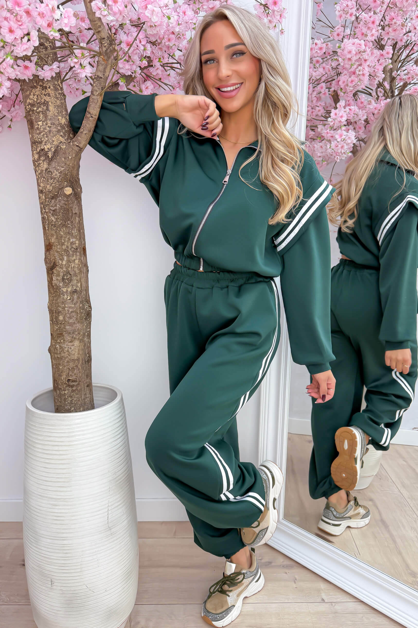 Plans can wait comfy co-ord - Dk. groen