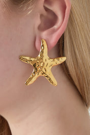 Big starfish oorbel - Goud