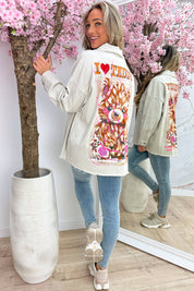 I love teddy denim jacket - Beige