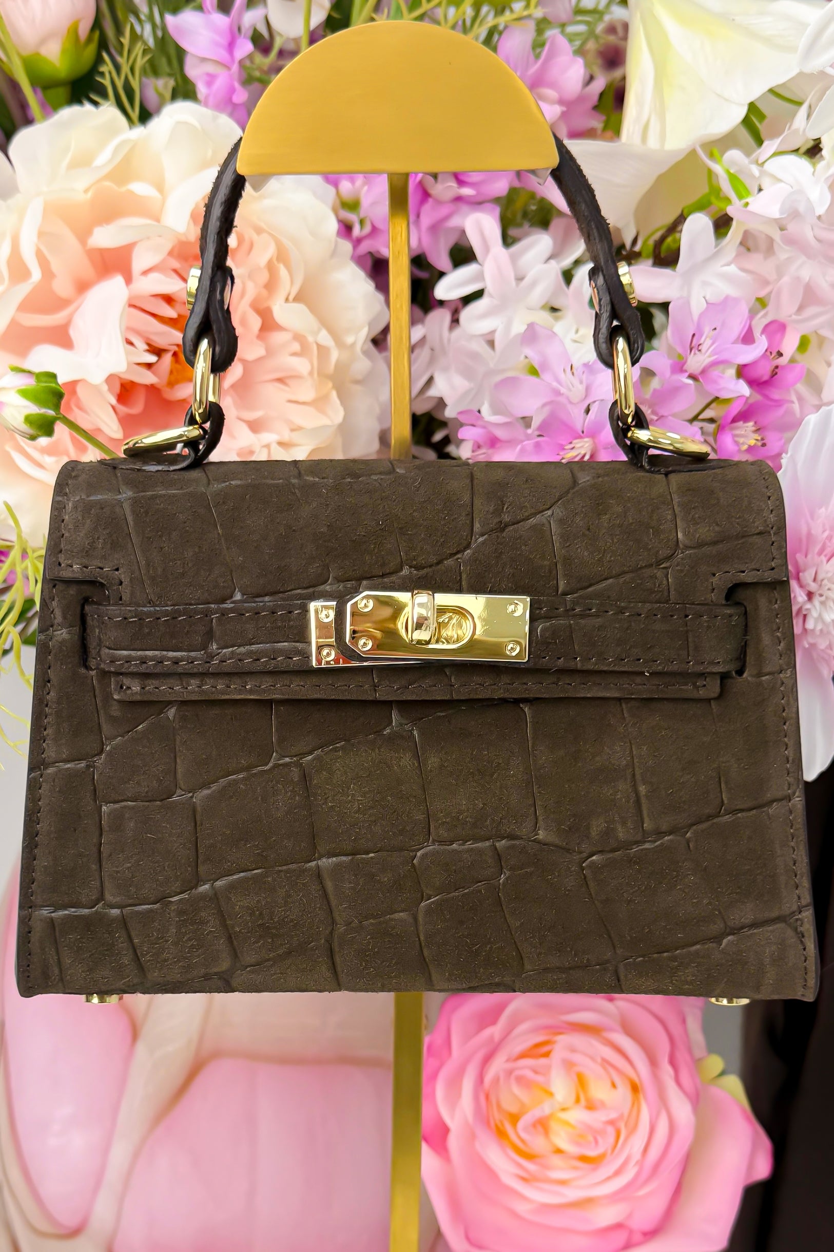 Croco inspired bag (Echt leer!) - Bruin