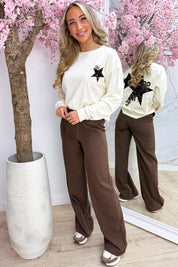 Jersey con lentejuelas y estrellas NYC 98 - Beige