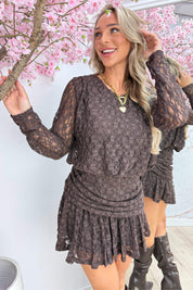 Flawless lace dress - Bruin
