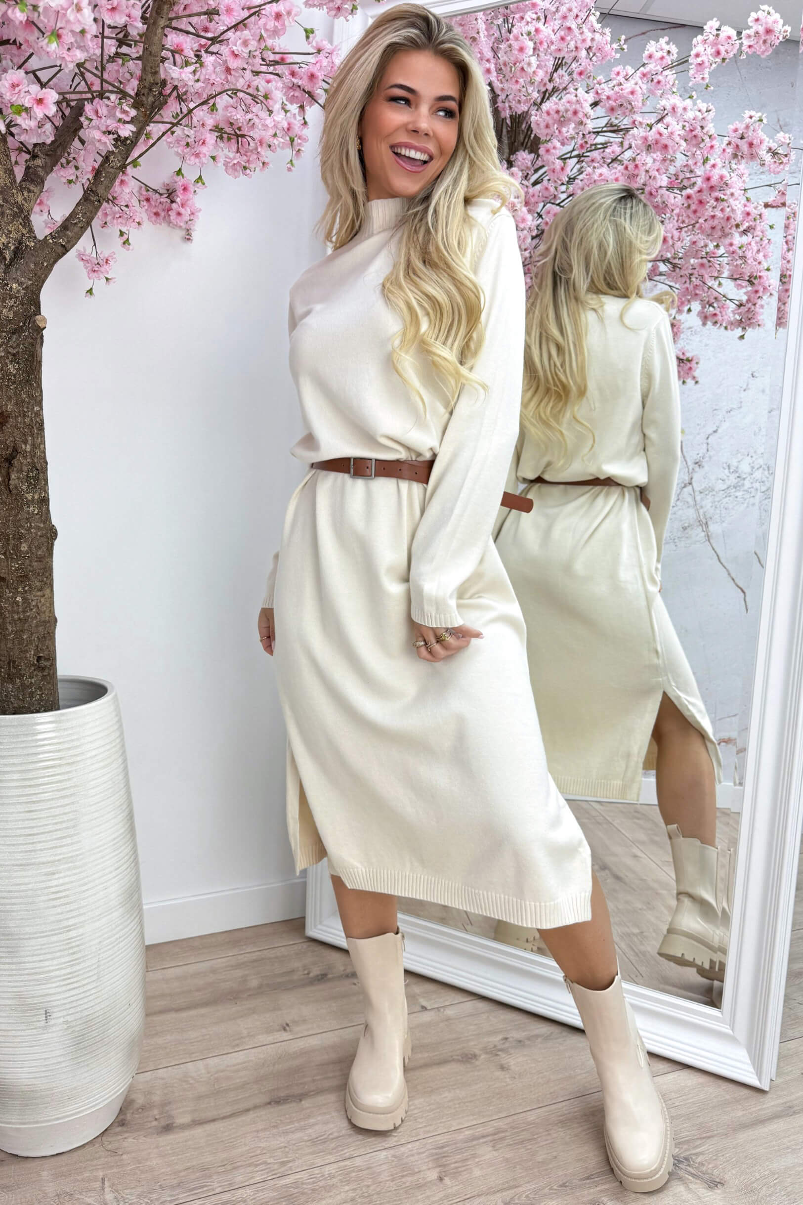 Sooo soft midi dress - Beige