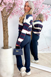 Mila stripe trui - Navy
