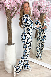 Big leopard squared travel topje - Blauw